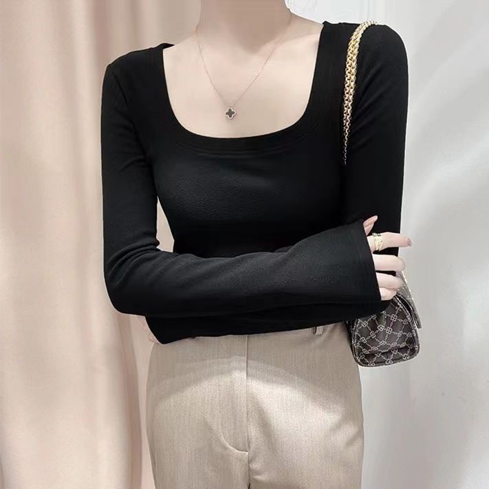 Áo Nhung Tay Dài Cổ Chữ u Thời Trang Nữ Tính