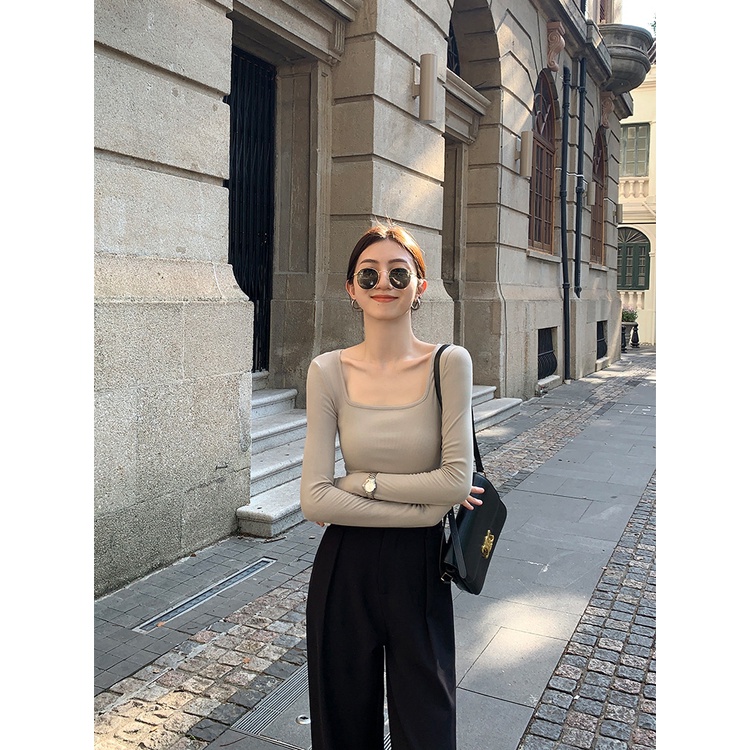 Áo Nhung Cổ Vuông Tay Dài Phong Cách Thời Trang Thu Đông Mới 2023