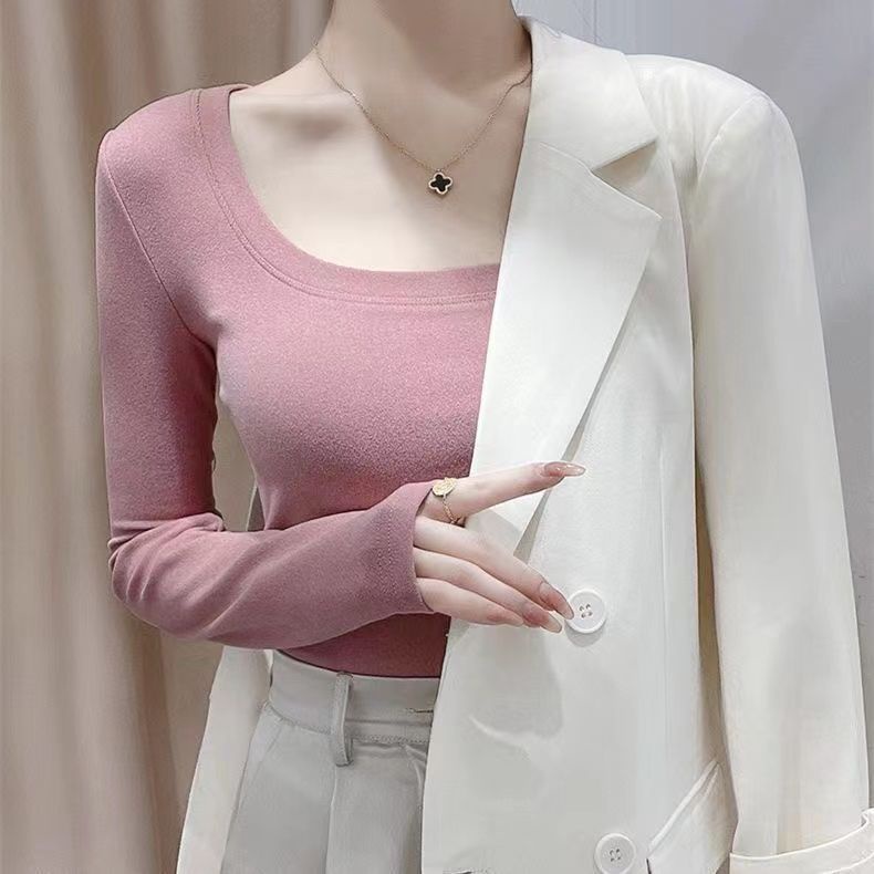 Áo Nhung Tay Dài Cổ Chữ u Thời Trang Nữ Tính