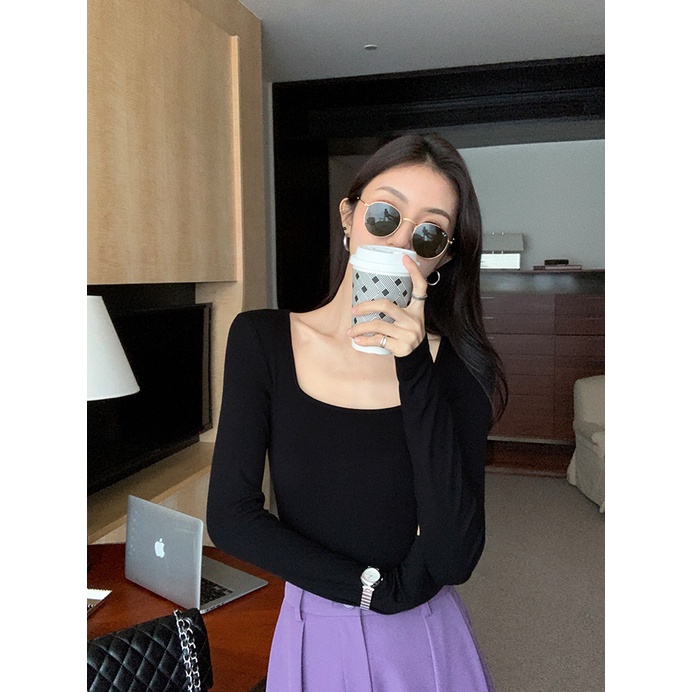 Áo Nhung Cổ Vuông Tay Dài Phong Cách Thời Trang Thu Đông Mới 2023