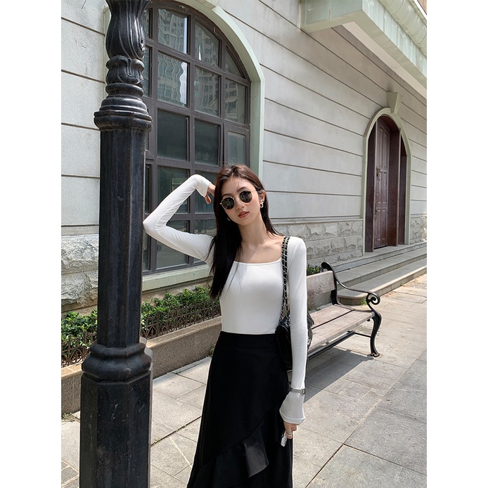 Áo Nhung Cổ Vuông Tay Dài Phong Cách Thời Trang Thu Đông Mới 2023