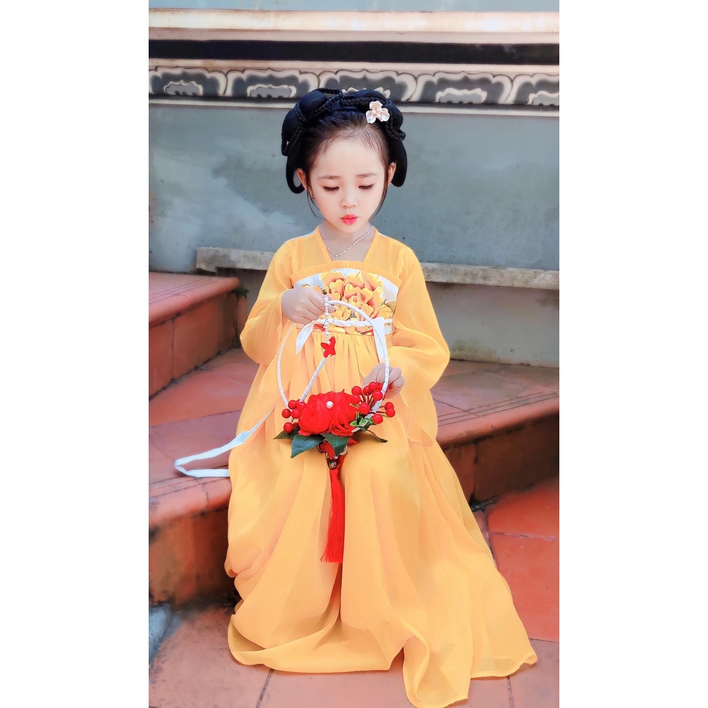 Váy tết thêu hoa cho bé gái hàng thiết kế cao cấp Kabekids