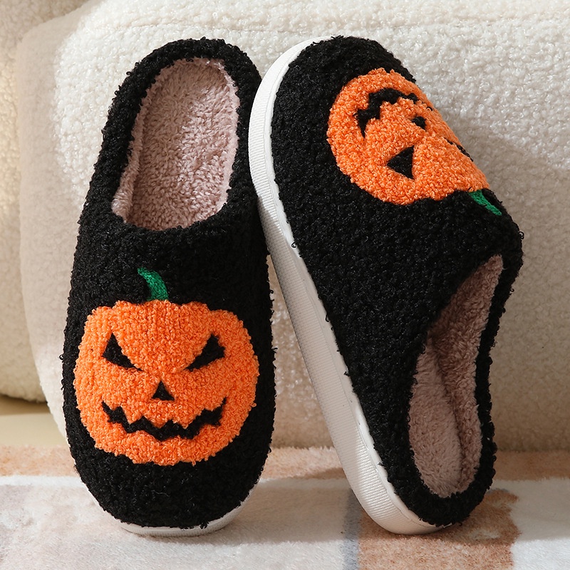 ZTAIXIELUA Mới Dép Bông Đi Trong Nhà Hình Bí Ngô halloween Cho Nam Nữ