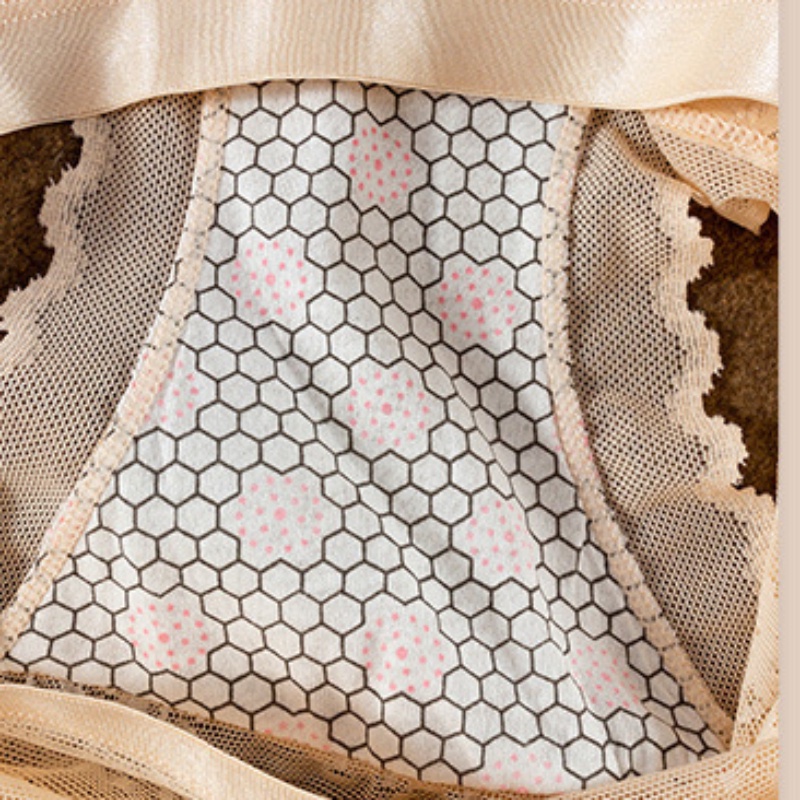 Quần Lót Vải satin Phối Ren Lưới Thoáng Khí Lưng Cao Vừa Quyến Rũ Cho Nữ