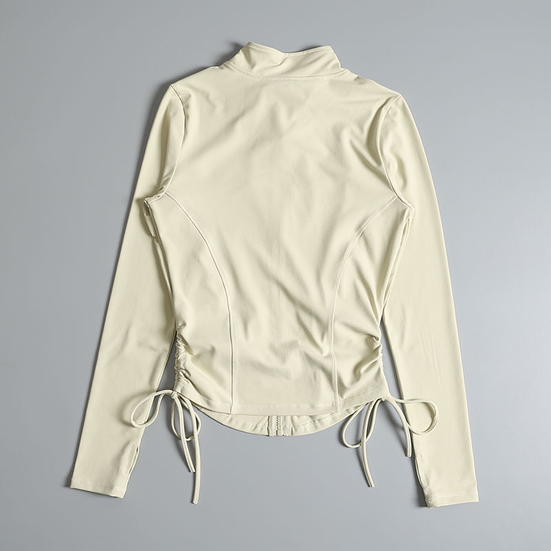 Áo Thun Thể Thao Tay Dài Dáng Ôm Có Khóa Kéo Nhanh Khô Thời Trang Xuân Thu Cho Nữ