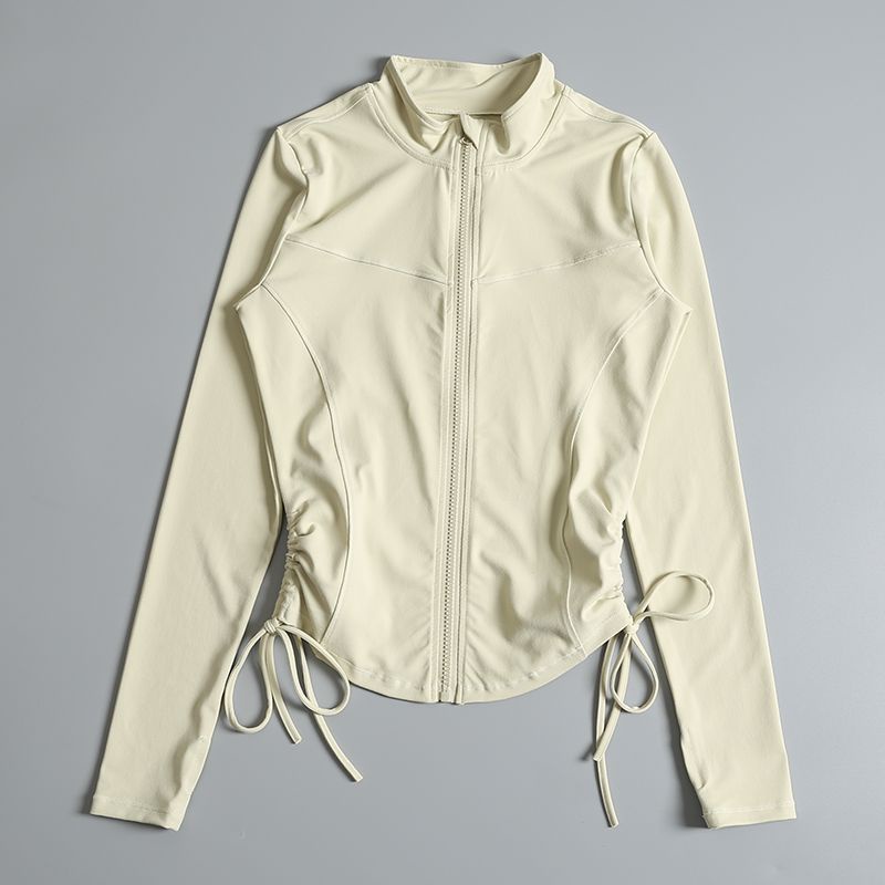 Áo Thun Thể Thao Tay Dài Dáng Ôm Có Khóa Kéo Nhanh Khô Thời Trang Xuân Thu Cho Nữ