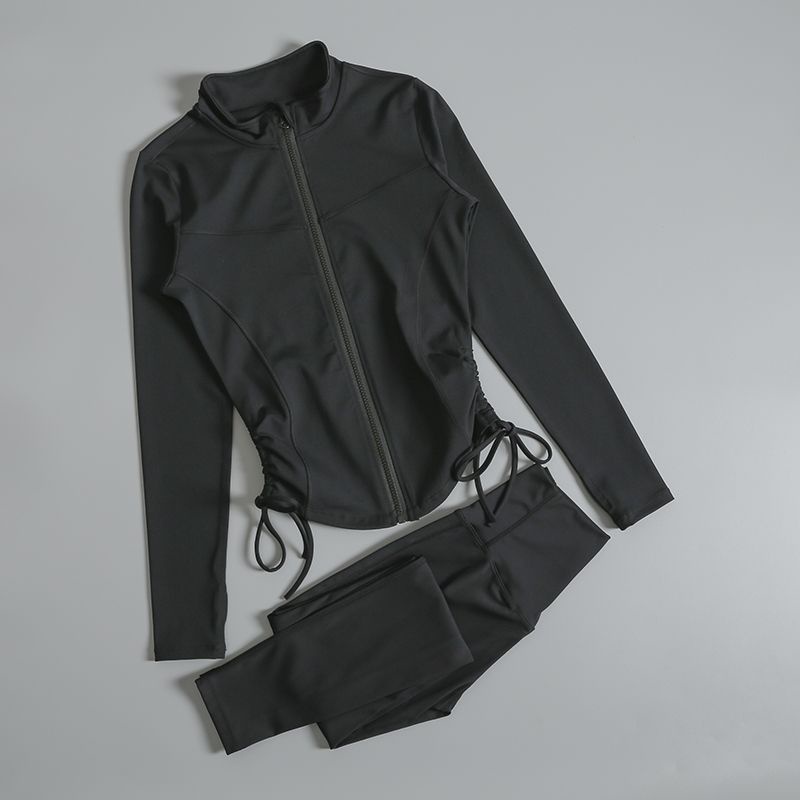 Áo Thun Thể Thao Tay Dài Dáng Ôm Có Khóa Kéo Nhanh Khô Thời Trang Xuân Thu Cho Nữ