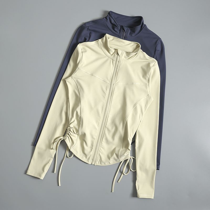 Áo Thun Thể Thao Tay Dài Dáng Ôm Có Khóa Kéo Nhanh Khô Thời Trang Xuân Thu Cho Nữ