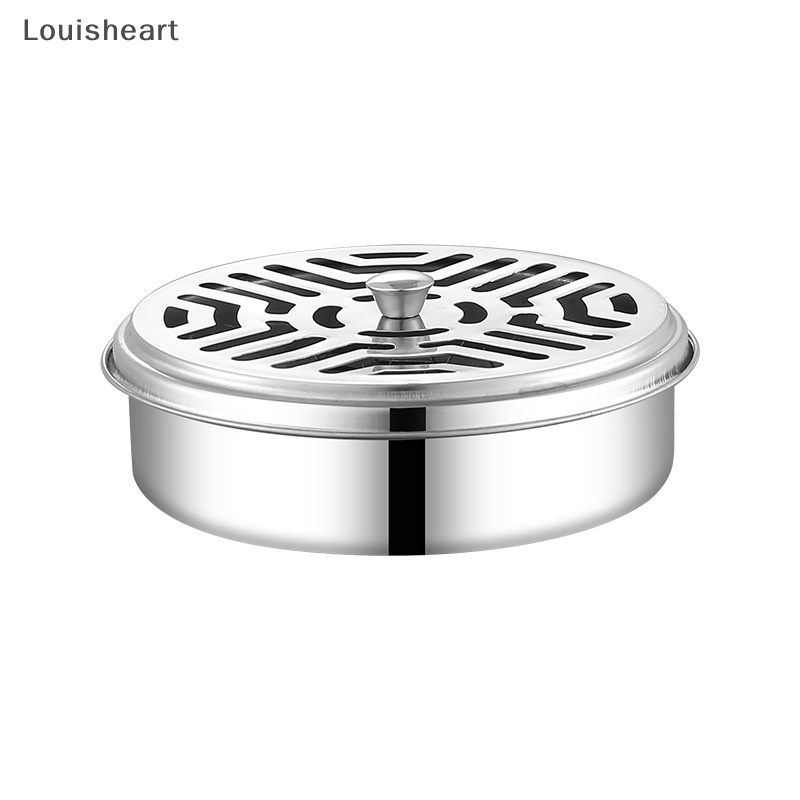 Louisheart Khay Đựng Nhang Muỗi Hình Tròn Bằng Thép Không Gỉ Kèm Nắp Đậy Tiện Dụng Cho Gia Đình