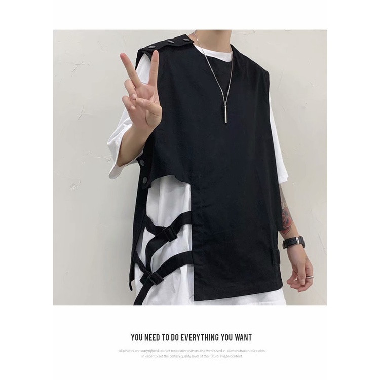 Áo Khoác Sát Nách Dáng Rộng Kiểu retro hip-hop Cá Tính Cho Nam Dễ Phối Đồ