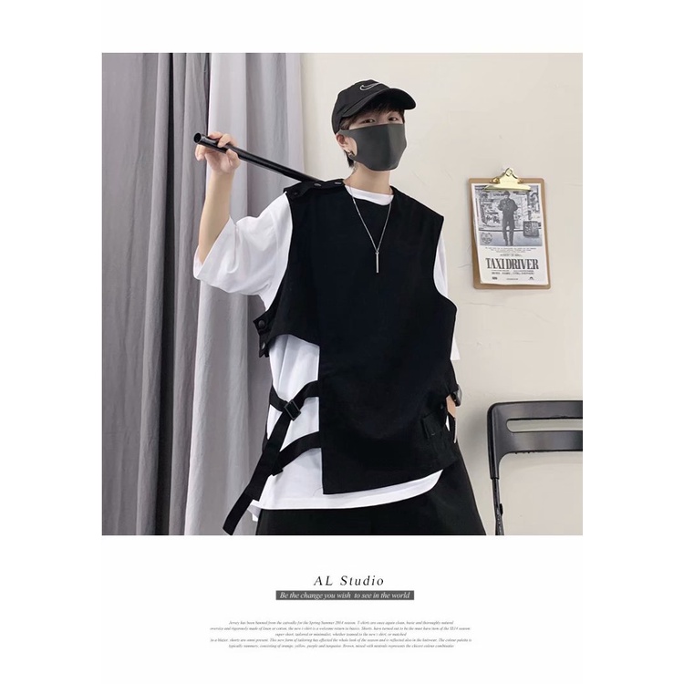 Áo Khoác Sát Nách Dáng Rộng Kiểu retro hip-hop Cá Tính Cho Nam Dễ Phối Đồ