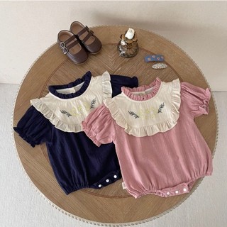 Bộ áo liền quần bằng cotton in hoa dành cho bé gái 0-2 tuổi