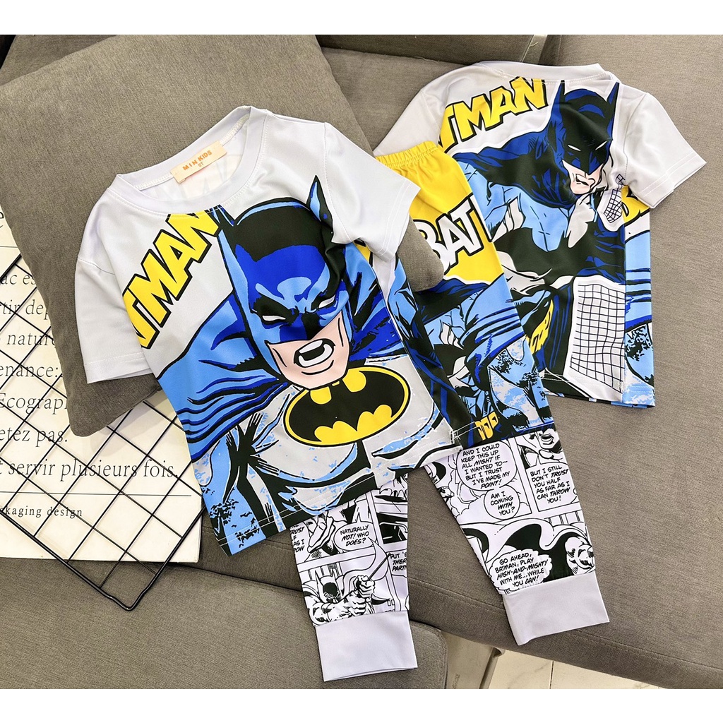 22 đến 40kg Bộ bé trai áo tay ngắn quần dài vải thun lạnh Jenniekids J585