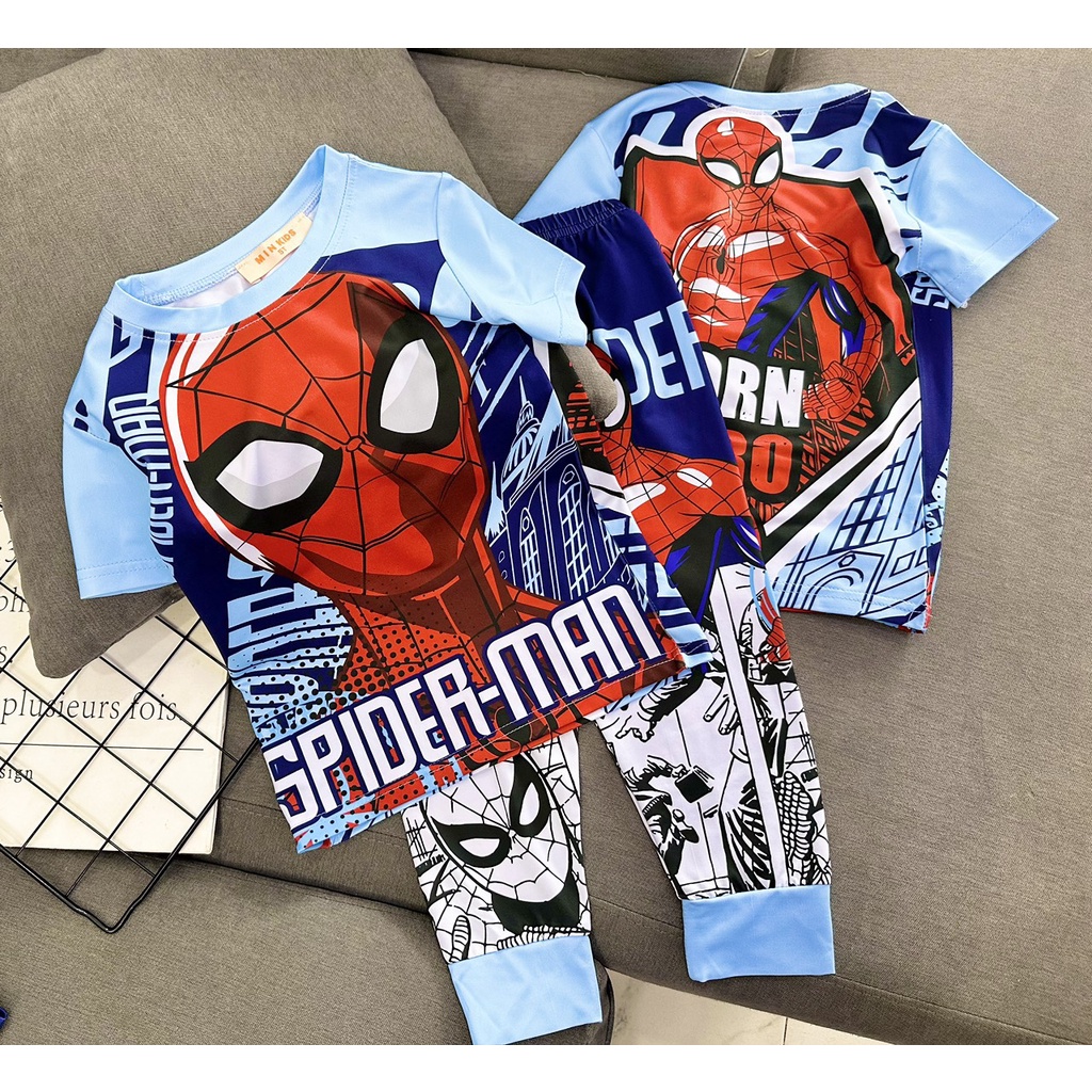 22 đến 40kg Bộ bé trai áo tay ngắn quần dài vải thun lạnh Jenniekids J585