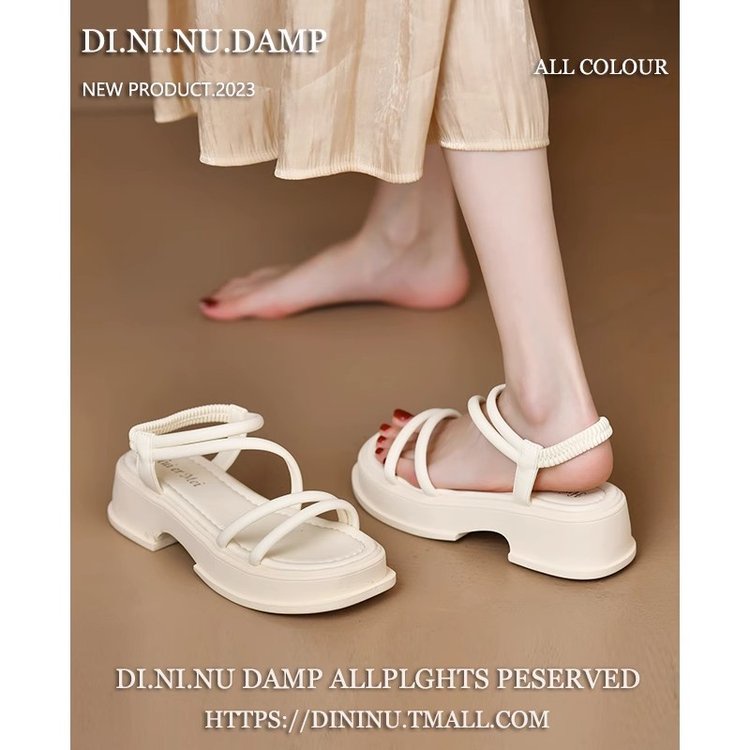 Giày Sandal Cao Gót Da pu Hở Ngón Phong Cách roman Kích Thước 6-8cm