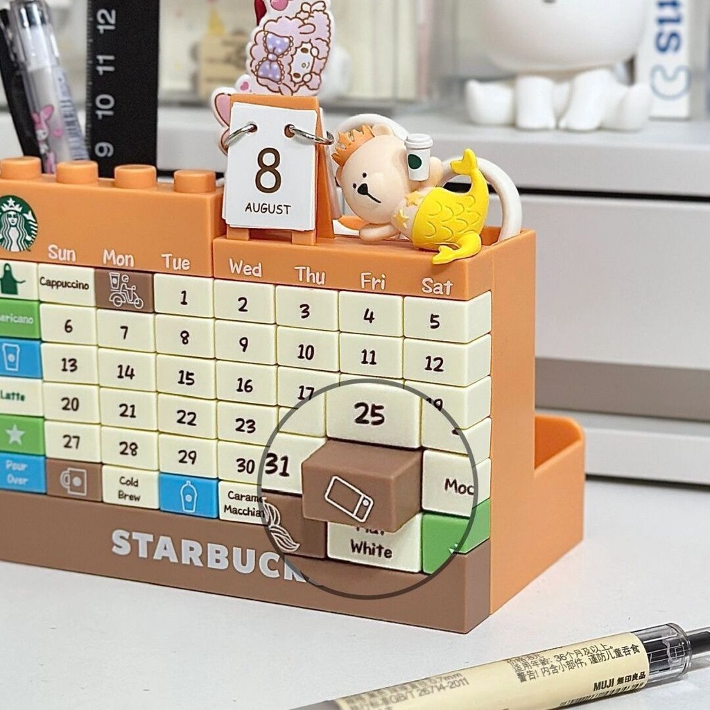 Starbucks Lịch Để Bàn Đa Năng Họa Tiết Hoạt Hình Dễ Thương