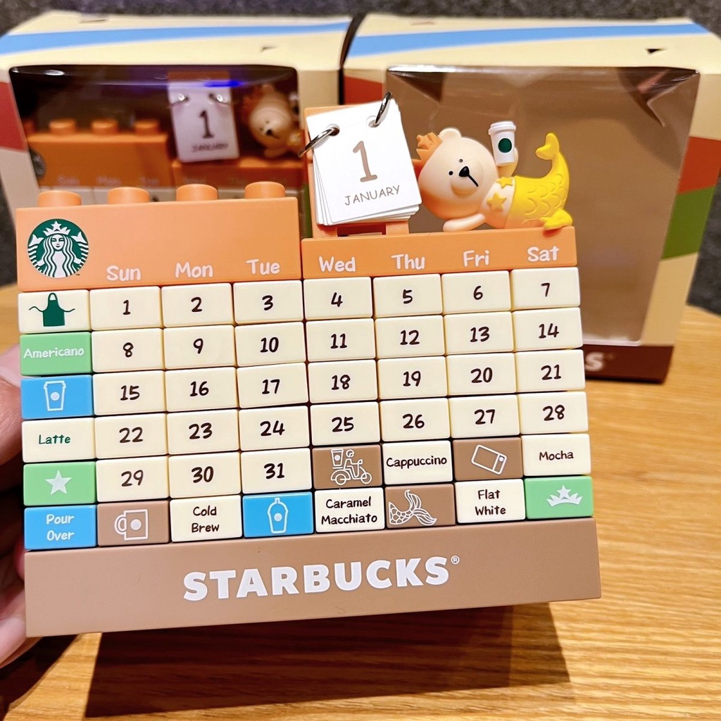 Starbucks Lịch Để Bàn Đa Năng Họa Tiết Hoạt Hình Dễ Thương