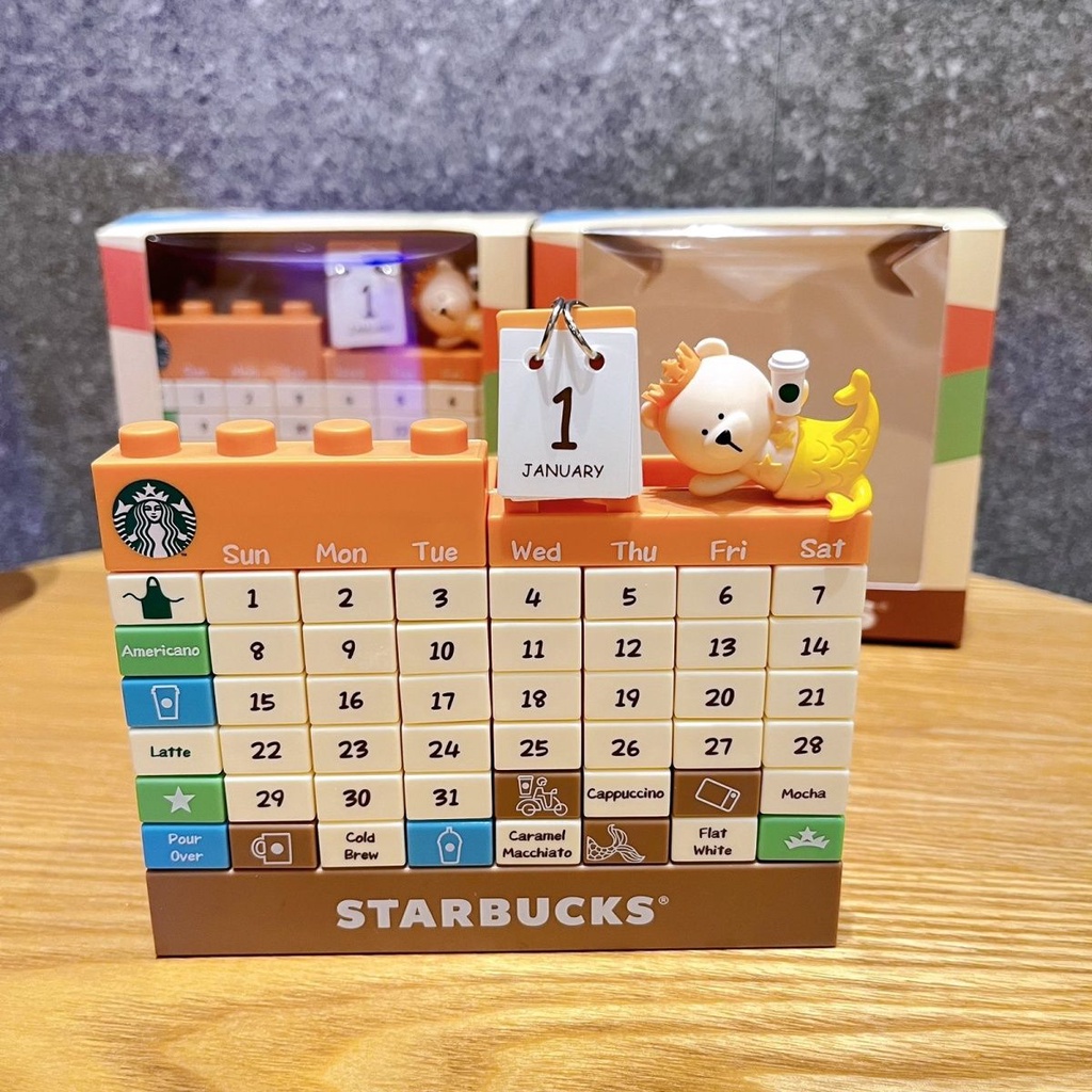 Starbucks Lịch Để Bàn Đa Năng Họa Tiết Hoạt Hình Dễ Thương