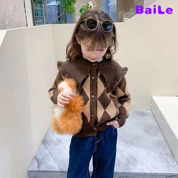 Áo Khoác cardigan Len Phong Cách Hàn Quốc Thời Trang Xuân Thu Cho Bé Gái