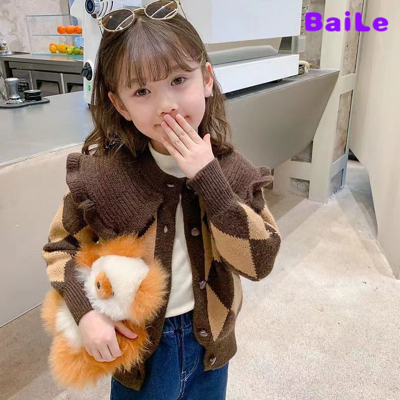 Áo Khoác cardigan Len Phong Cách Hàn Quốc Thời Trang Xuân Thu Cho Bé Gái