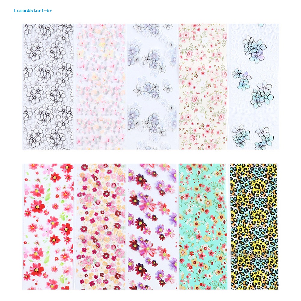 Set 10 Tấm Nhãn Dán Trang Trí Móng Tay In Họa Tiết Chanhwater1.br