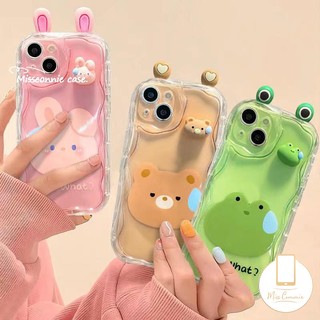 Búp Bê 3D Gấu Ếch Dễ Thương Tương Thích Cho IPhone 11 16 15 7plus 15 14 16 12 13 Pro MAX X XR 6s 7 6 8 Plus XS MAX SE 3D Vồng Cong Cạnh Sáng Tạo Hoạt Hình Tai Thỏ Mềm Tpu Bao da