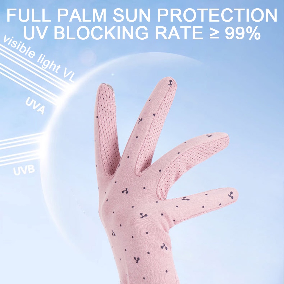 Găng Tay Chống Nắng Bằng cotton Co Giãn Cao Thoáng Khí Thoải Mái Có Thể Chạm Màn Hình Cảm Ứng Chống Tia uv Khi Lái Xe Cho