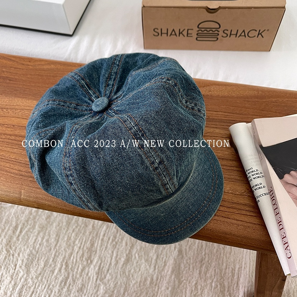 Mũ beret denim Phong Cách Cao Bồi Anh Quốc Cho Nữ