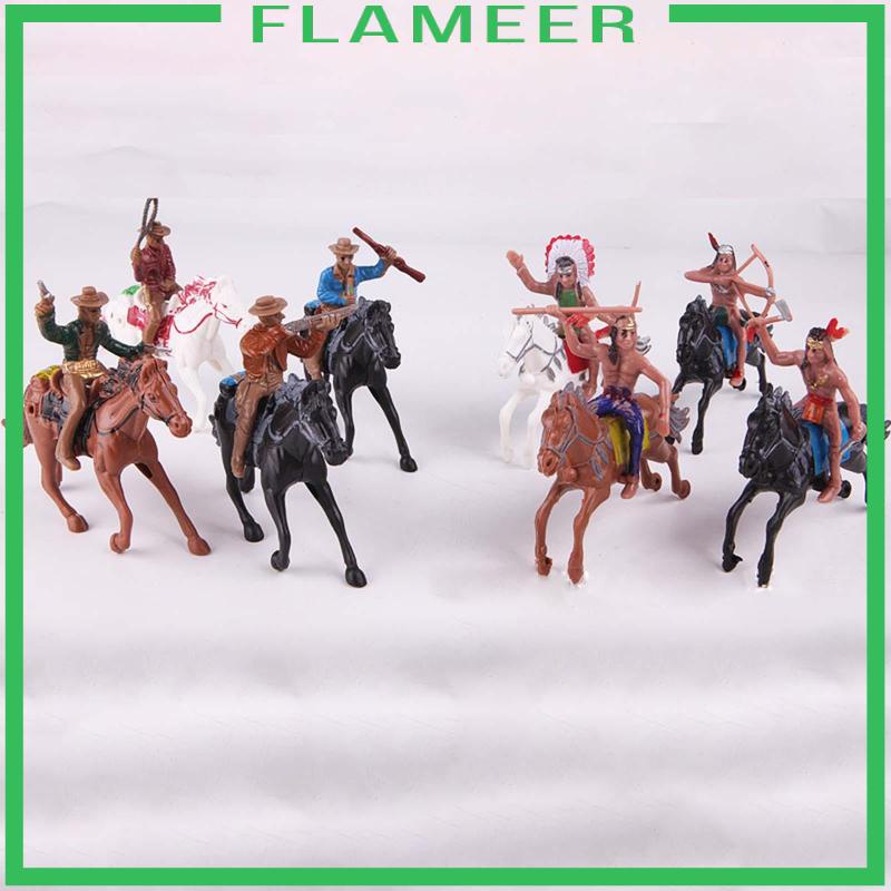 Bộ 8 Mô Hình Cao Bồi Cưỡi Ngựa Phong Cách Phương Tây Cho Bé