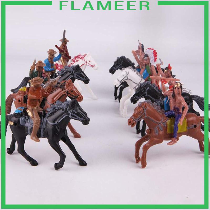 Bộ 8 Mô Hình Cao Bồi Cưỡi Ngựa Phong Cách Phương Tây Cho Bé