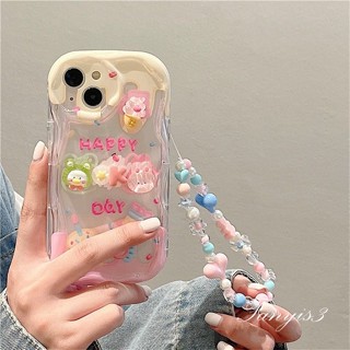 Tương Thích Cho IPhone 16 15 14 13 12 11 Pro Max X XR Xs Max 8 7 6s Plus SE 2020 3D Búp Bê Hoạt Hình 3D Cong Sóng Edge Vỏ Điện Thoại TPU Silicon Mềm Trong Suốt Bảo Vệ Có Dây Xích