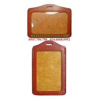 Thẻ đeo bằng da,thẻ ngang, thẻ dọc, cao cấp - Thẻ tên nhân viên 5.5 x 8.5cm