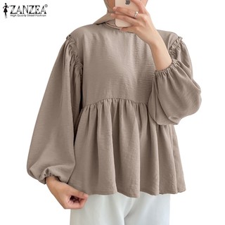 Zanzea áo nữ tay dài cổ tròn thời trang cá tính