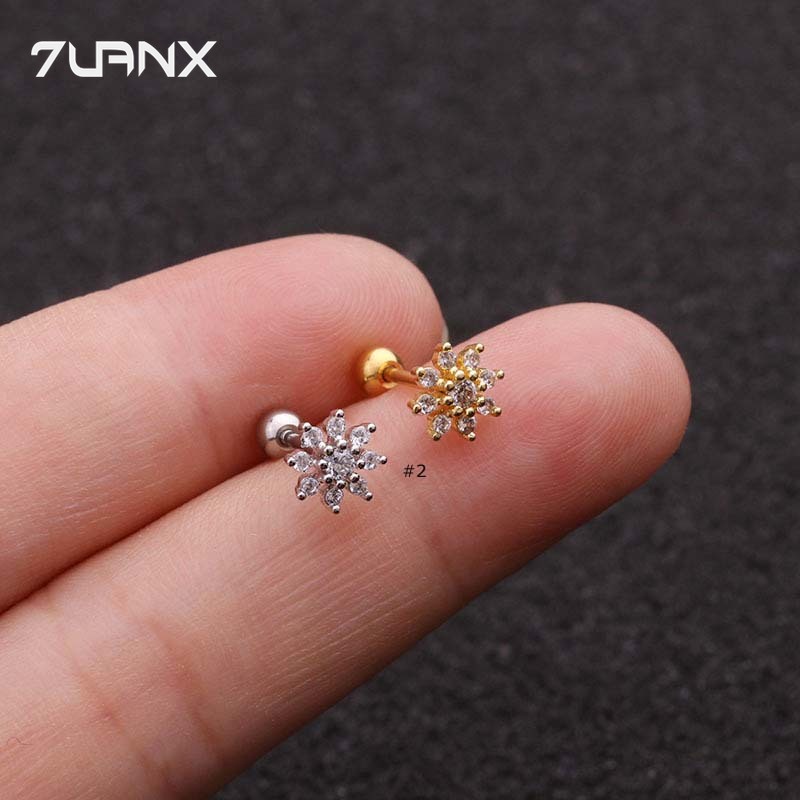 1 Khuyên Tai 20gauge Bằng Thép Không Gỉ Hình Hoa Tuyết / Ngôi Sao / Trái Tim
