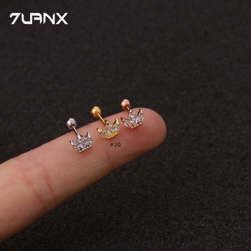 1 Khuyên Tai 20gauge Bằng Thép Không Gỉ Hình Hoa Tuyết / Ngôi Sao / Trái Tim