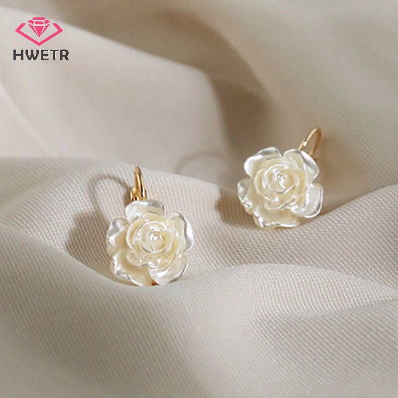 Hwetr Hoa Tai Hình Hoa Trà Đính Ngọc Trai Trang Nhã Cho Nữ Mới