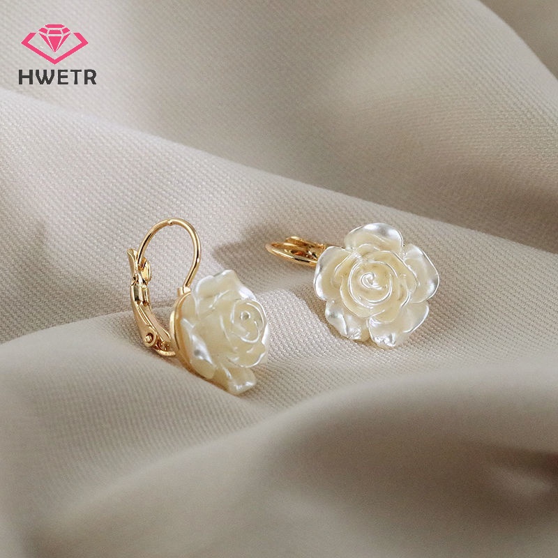 Hwetr Hoa Tai Hình Hoa Trà Đính Ngọc Trai Trang Nhã Cho Nữ Mới