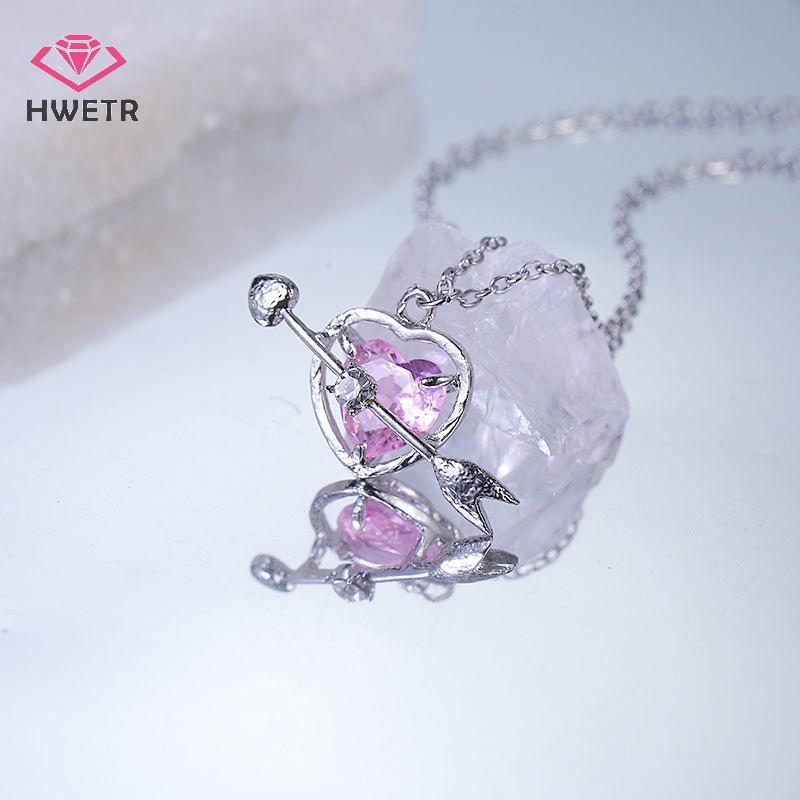 Vòng cổ Mặt Hình Mũi Tên Trái Tim Đính Đá Hồng Thời Trang Cho Nữ Mới