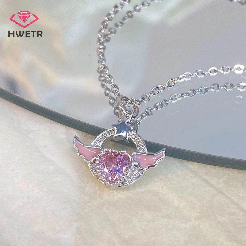 Vòng cổ Mặt Hình Cánh Thiên Thần Bằng Thép Không Gỉ Đính Đá zircon Mới