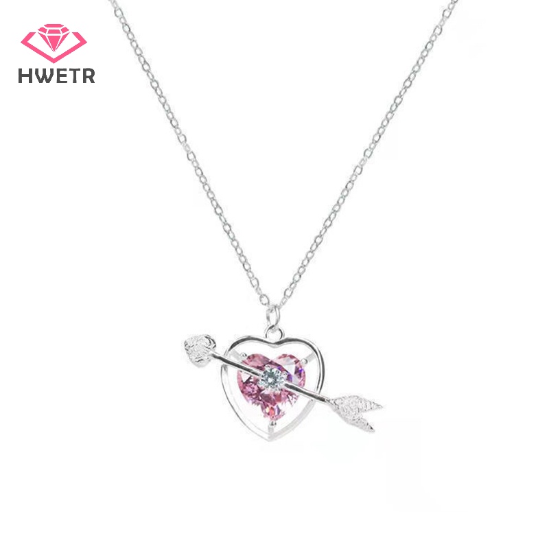 Vòng cổ Mặt Hình Mũi Tên Trái Tim Đính Đá Hồng Thời Trang Cho Nữ Mới