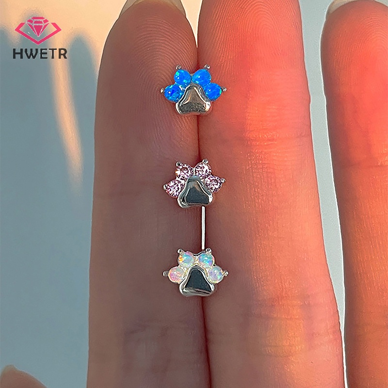 Khuyên tai HWETR kiểu móng vuốt mèo đính đá opal thời trang cho nữ