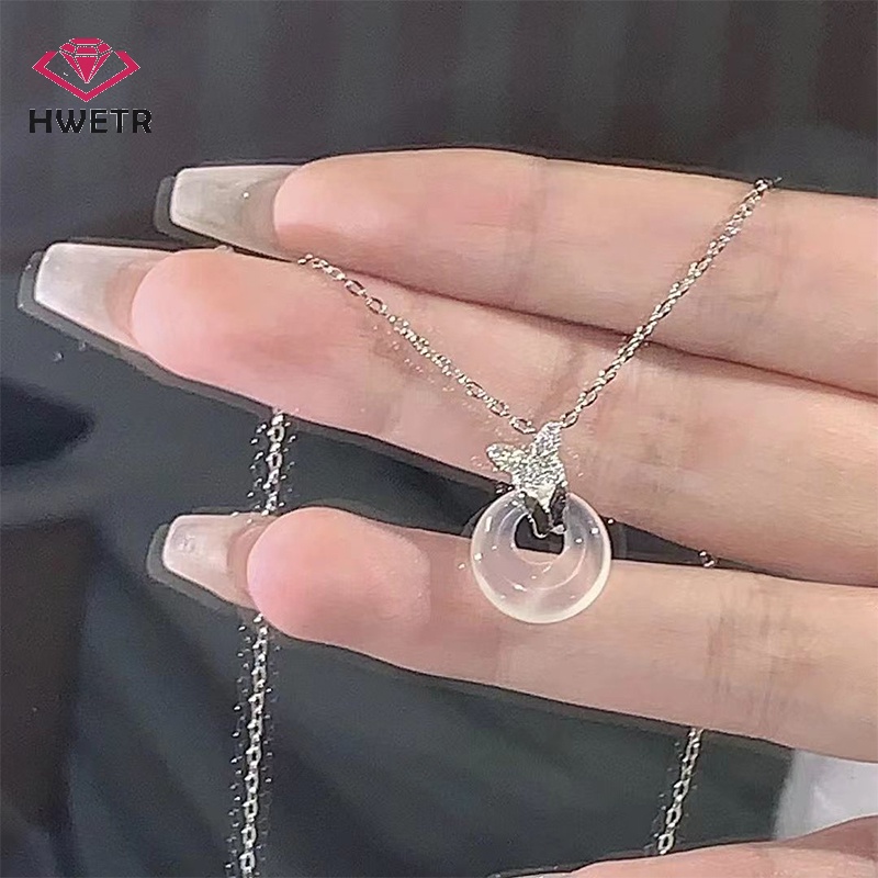 Vòng cổ Mặt Hình Bướm Đính Đá Ngọc Lam Phong Cách vintage Cho Nữ Mới