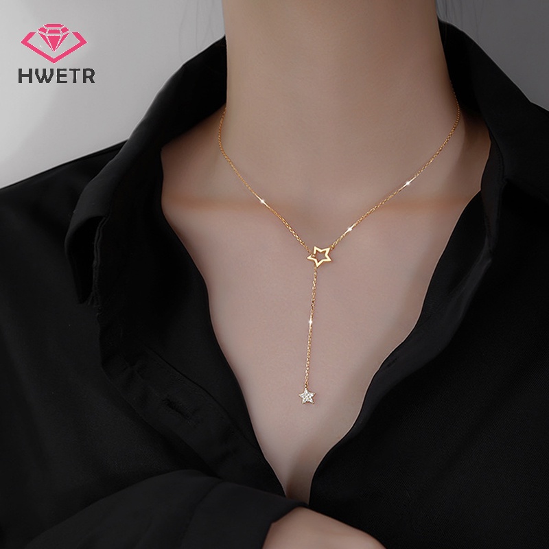 Vòng cổ Hợp Kim Mặt Hình Ngôi Sao Đính Đá zircon Thời Trang Mới