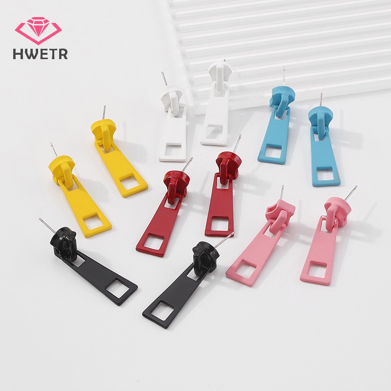 Đôi Khuyên Tai Hình Học Khóa Kéo Thời Trang Cá Tính Dành Cho Nữ Mới