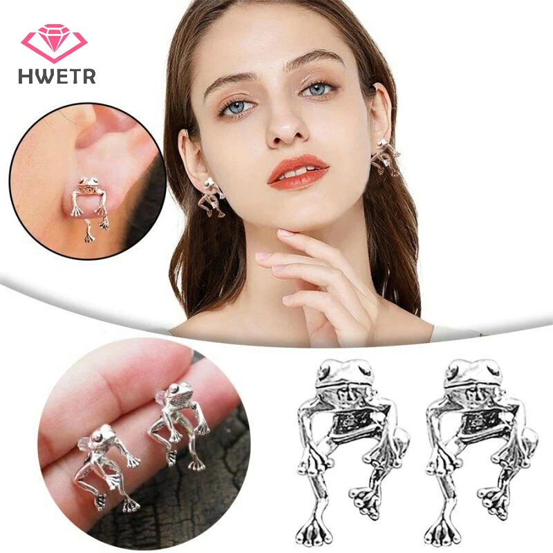 1 Cặp Khuyên Tai Hình Ếch Dễ Thương Sáng Tạo Phong Cách gothic punk Dành Cho Nữ Mới