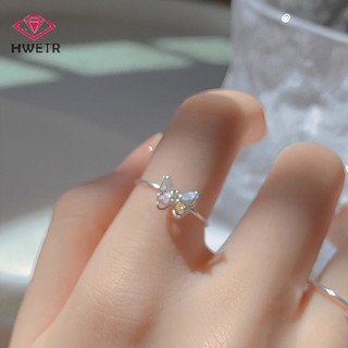 Nhẫn Cưới Màu Bạc Đính Đá zircon Hình Bướm Dễ Thương Có Thể Điều Chỉnh Cho Nữ Mới