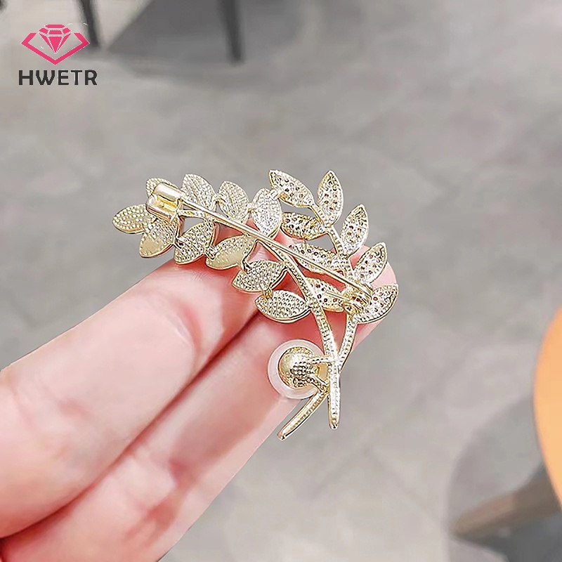 Ghim Cài Áo Vest Hình Lúa Mì Đính Ngọc Trai Chống Ánh Sáng Lấp Lánh Mới