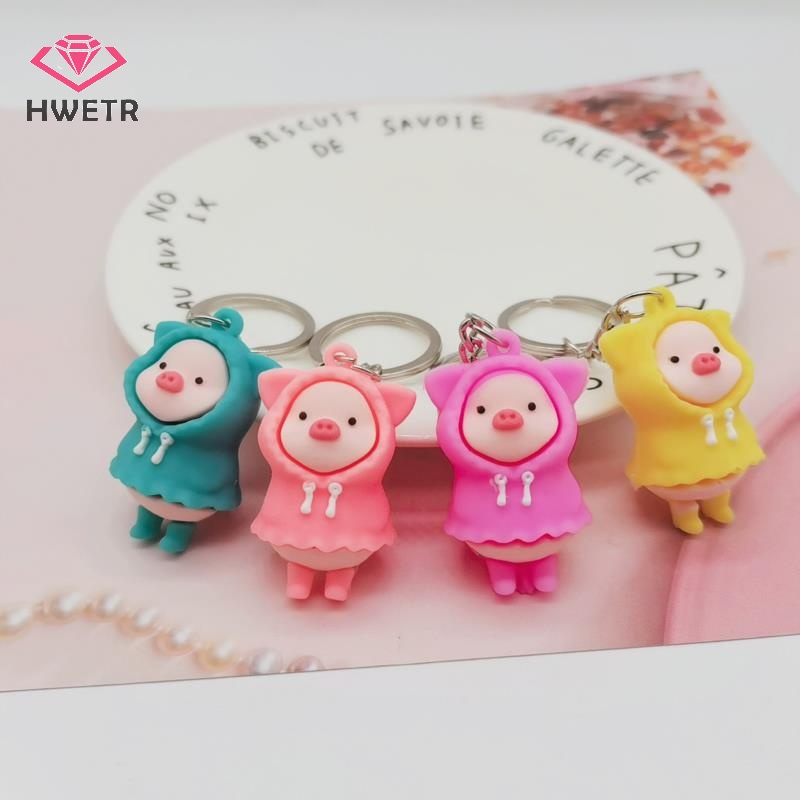 Móc Khóa Hình Heo Con Mặc Áo Mưa Xinh Xắn Mới