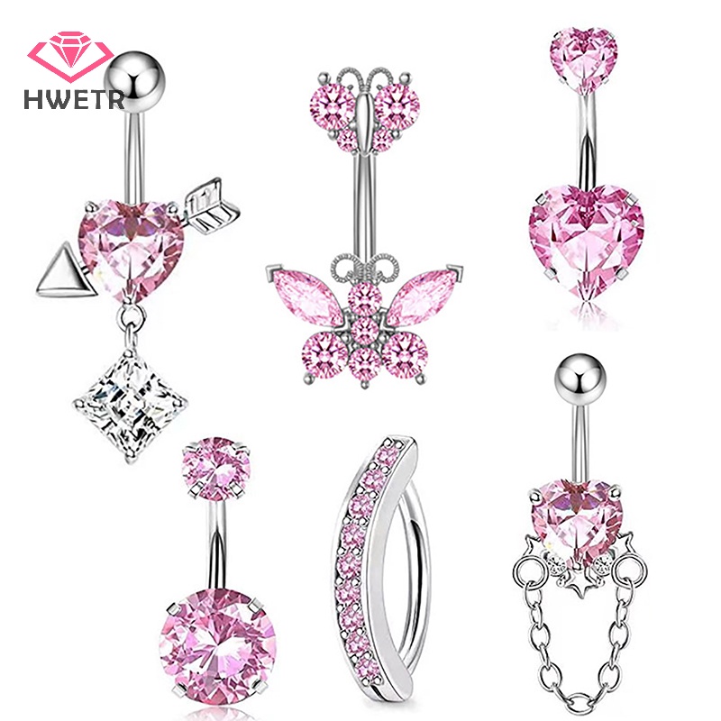 Khuyên Rốn Hình Bướm Đính Đá Chất Liệu Thép Không Gỉ Mới