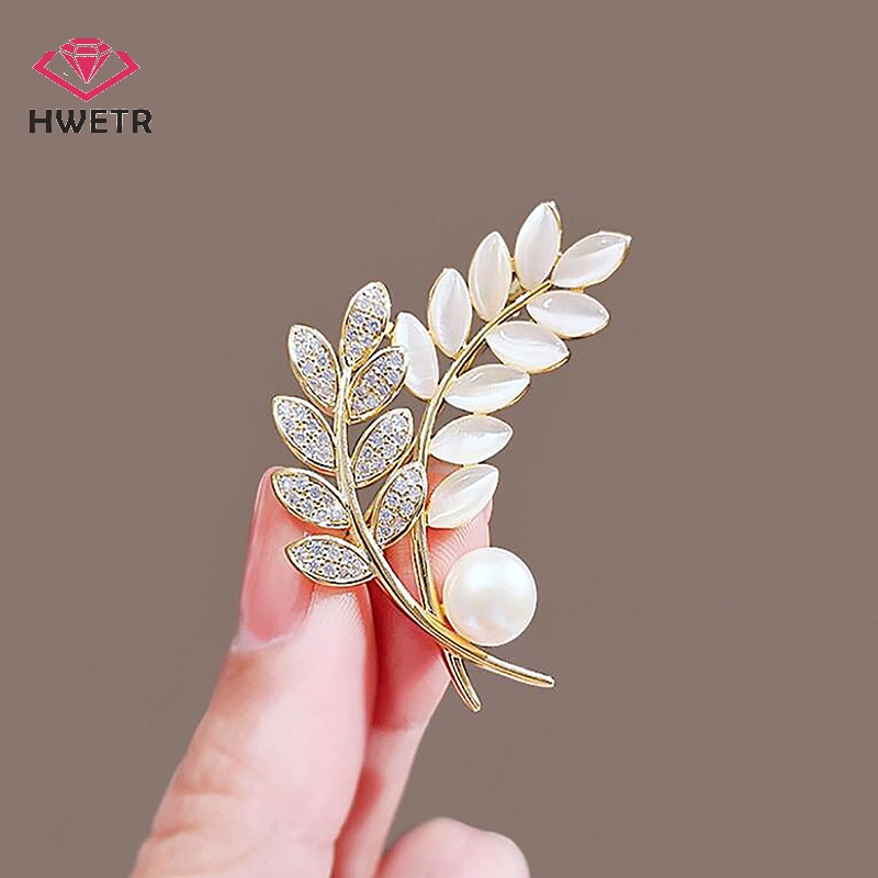 Ghim Cài Áo Vest Hình Lúa Mì Đính Ngọc Trai Chống Ánh Sáng Lấp Lánh Mới